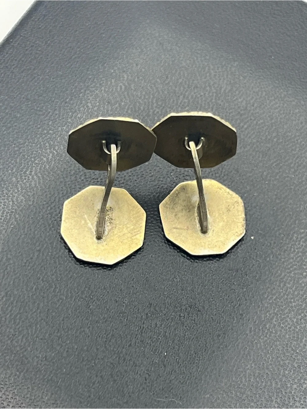 C.L.P. Co Art Deco two tone gold & silver tone engraved design cufflinks vintage